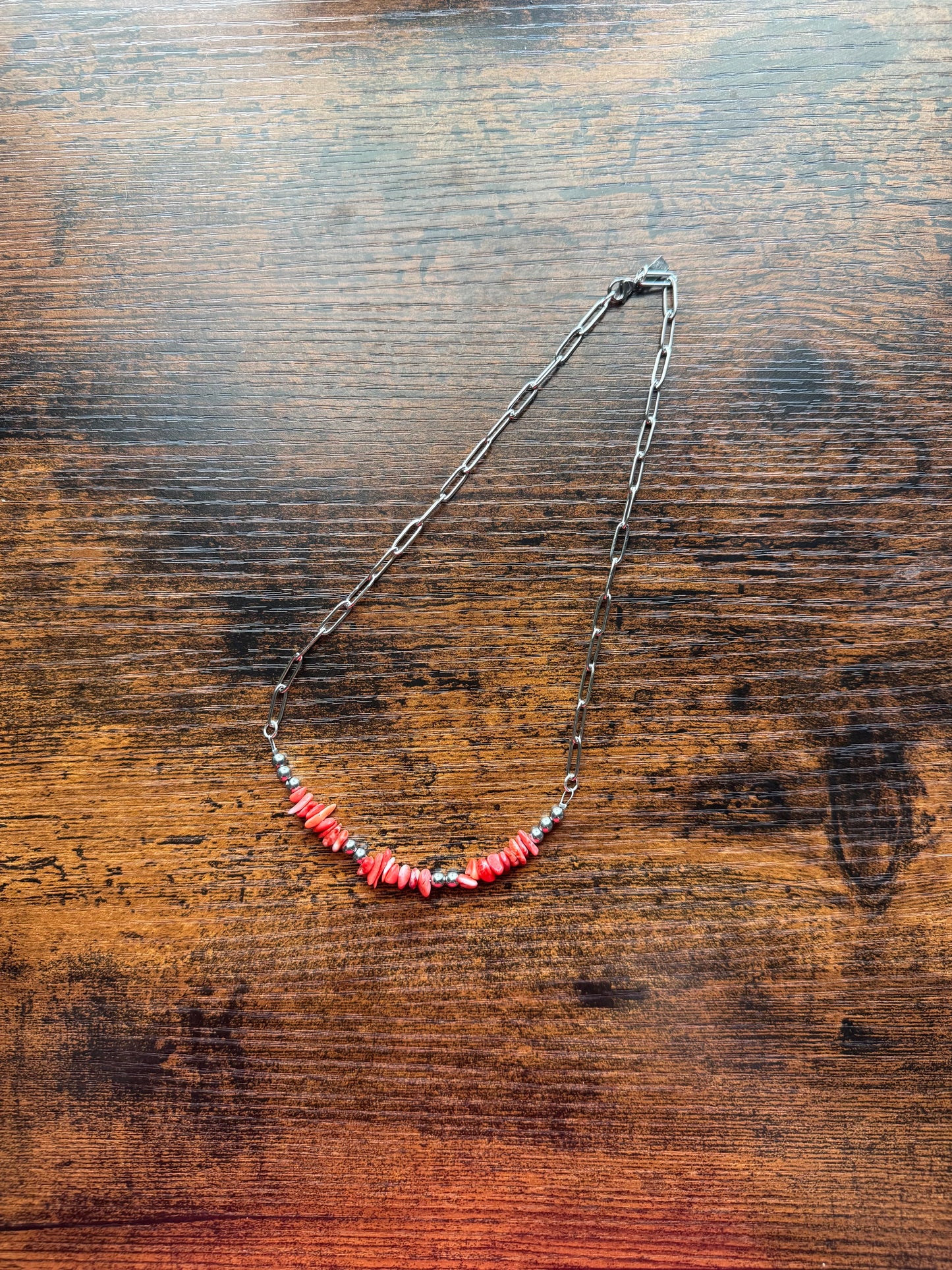Red Spiny Bar Necklace