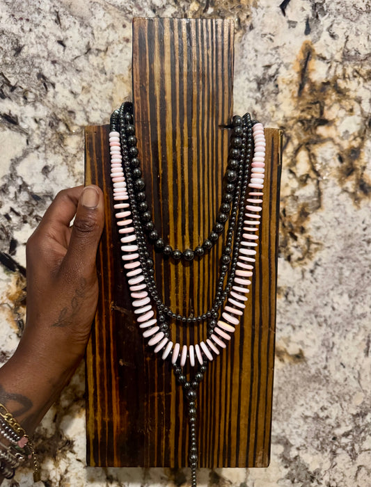 Graduated Pink Conch Statement Necklace