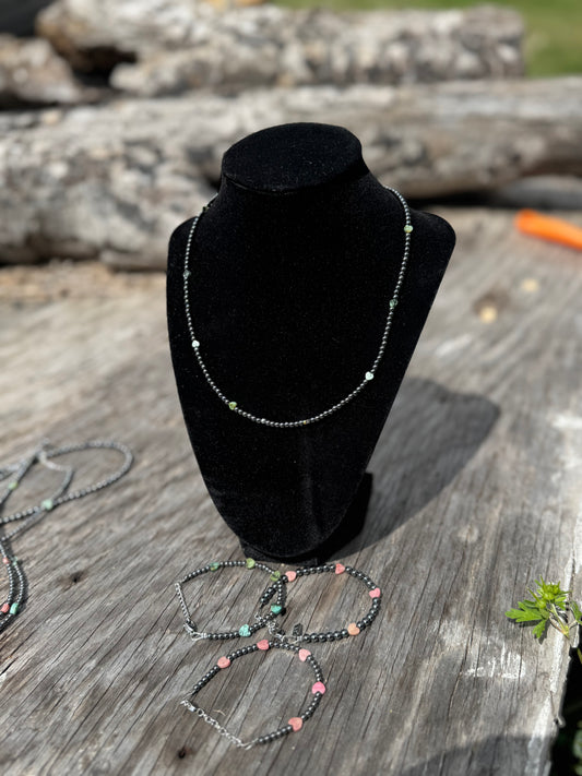 18” African Turquoise Heart Necklace