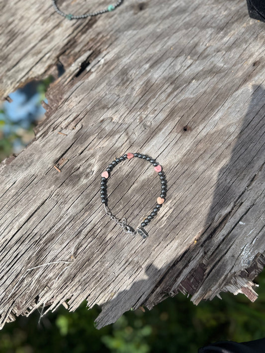 4mm Pink Heart Bracelet