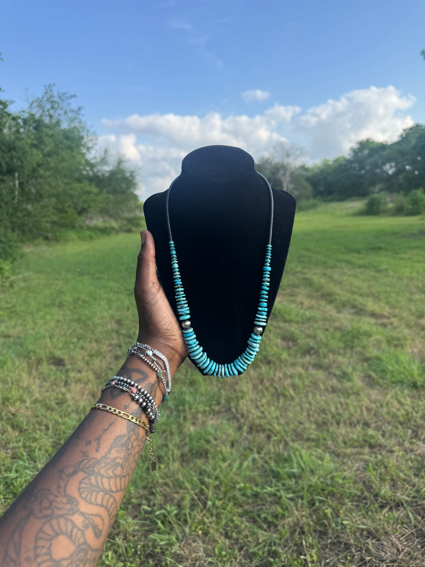 Graduated Turquoise Statement Necklace
